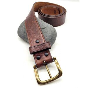 3D Western Belt Genuine Leather Classic Brown 42 Brass Buckle Great Condition